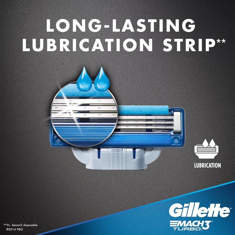 Gillette Mach3 Turbo Cartridges - Superior Shaving Performance | 4 Count Pack