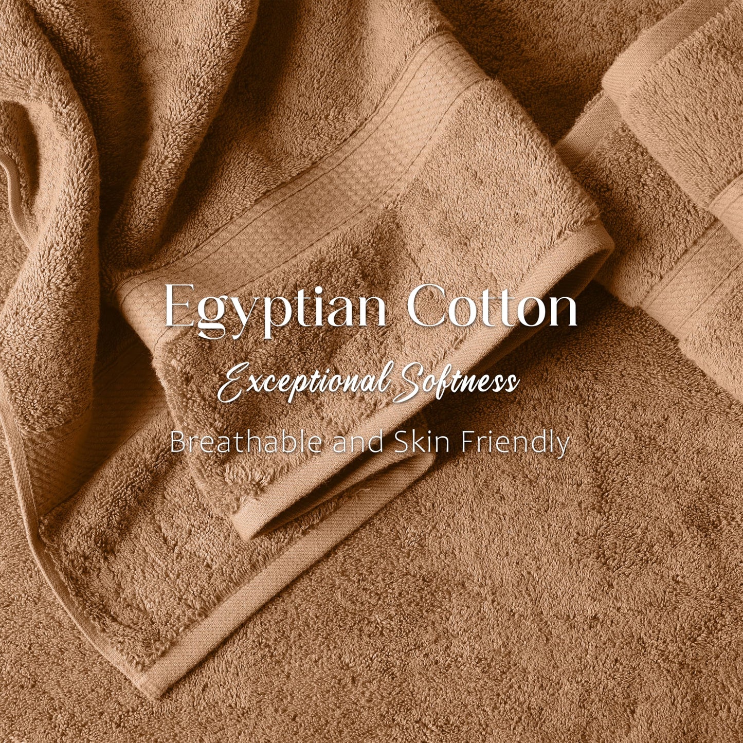 SUPERIOR Egyptian Cotton Pile 6 Piece Towel Set, Includes 2 Bath, 2 Hand, 2 Face Towels/Washcloths, Ultra Soft Luxury Towels, Thick Plush Essentials, Guest Bath, Spa, Hotel Bathroom, Rust