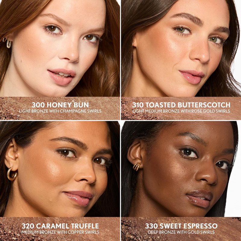 COVERGIRL TruBlend Skin Enhancer Baked Luminous Bronzer, with Hyaluronic Acid & White Rose Extract, Blends Seamlessly - 300 Honey Bun (Light Bronze with Champagne Swirls)