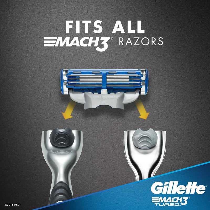 Gillette Mach3 Turbo Cartridges - Superior Shaving Performance | 4 Count Pack
