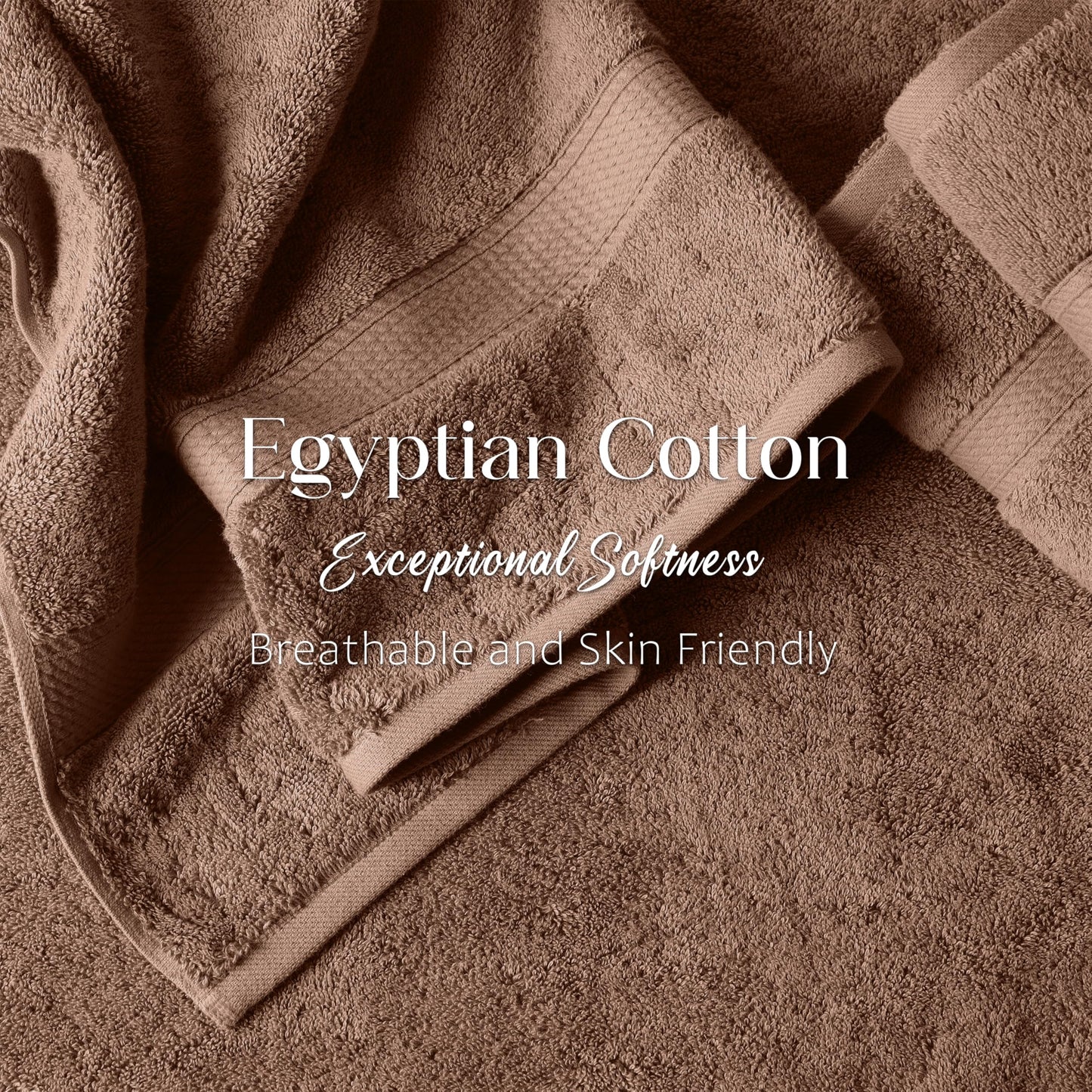 SUPERIOR Egyptian Cotton Pile 6 Piece Towel Set, Includes 2 Bath, 2 Hand, 2 Face Towels/Washcloths, Ultra Soft Luxury Towels, Thick Plush Essentials, Guest Bath, Spa, Hotel Bathroom, Chocolate