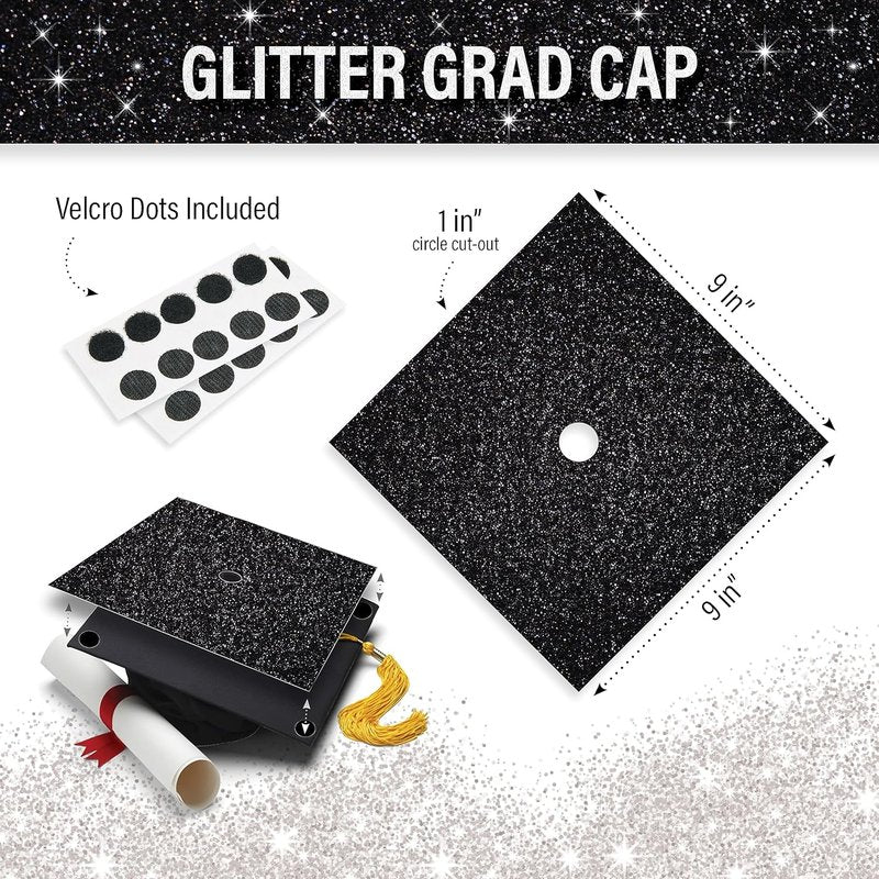 Premium Glitter Heavyweight Construction Paper - DIY Grad Cap Decorations | 5 Sheets, Black