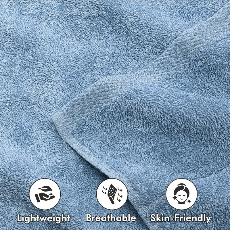 Novo Home 100% Cotton Hand Towels for Bathroom – Soft & Absorbent Towel Set– Pack of 6 Small Towel (34x20in) – Quick Dry Luxury Cotton Hand Towels – Sky Blue