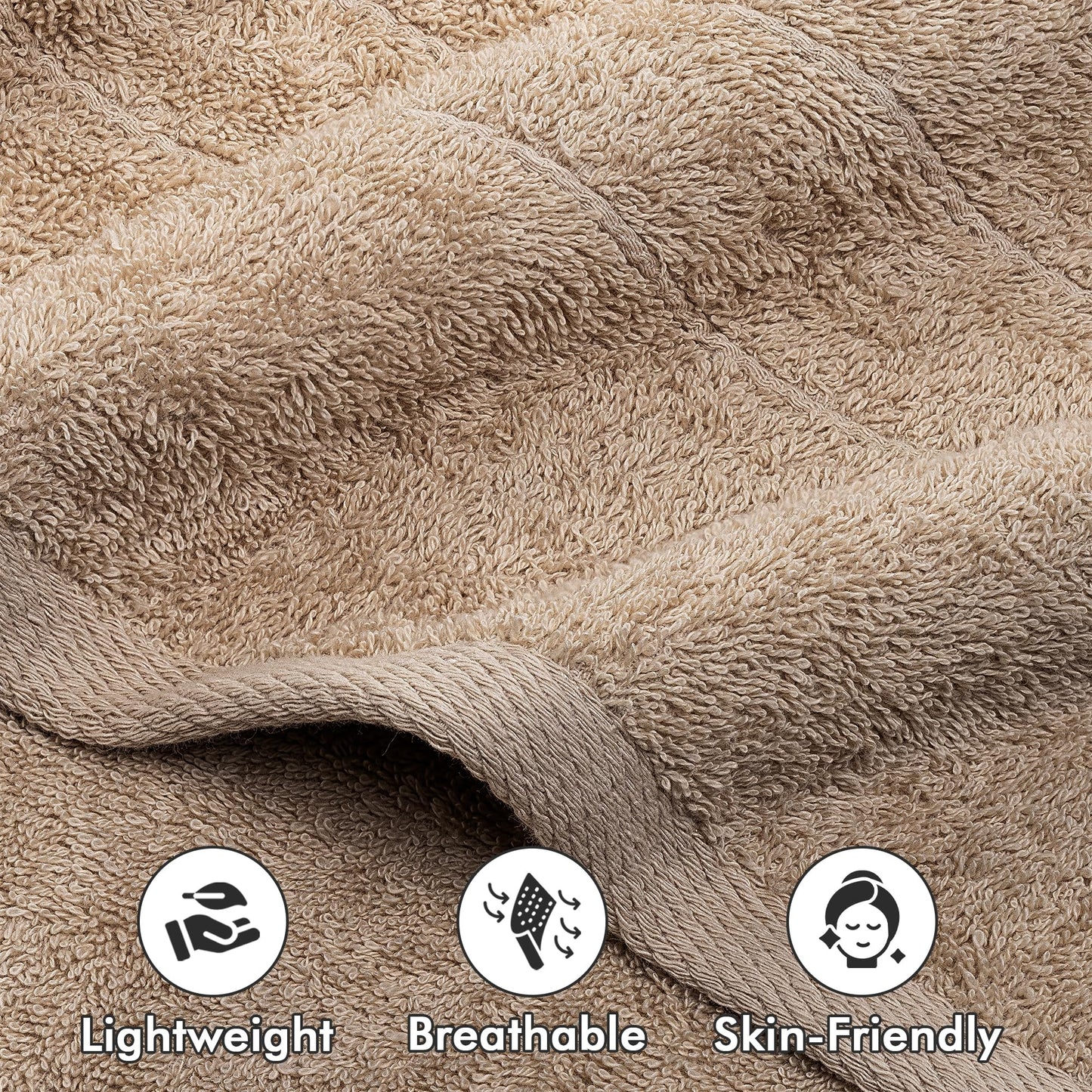 Novo Home Bath Sheets – 550 GSM Extra Large Bathroom Sheet Set – Pack of 2 Jumbo Towels Beige (71x35in) – 100% Ring Spun Cotton Soft Quick Dry Large Bath Towels for Adults Hotel Spa Bathroom Use