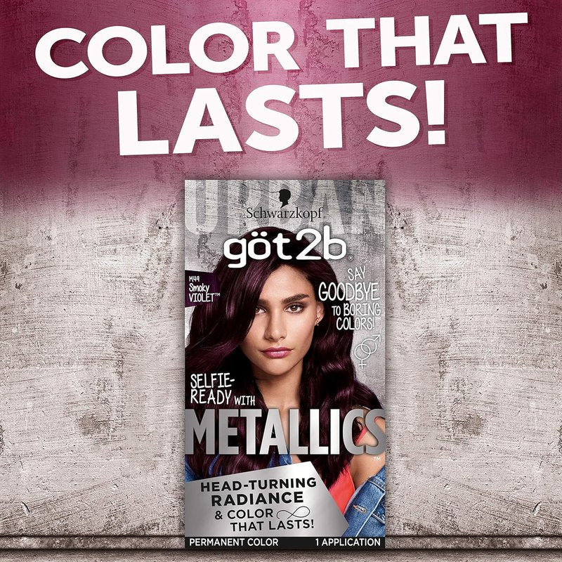 Schwarzkopf Got2b Metallics Hair Color - M49 Smoky Violet, Long-Lasting Vibrant Shade