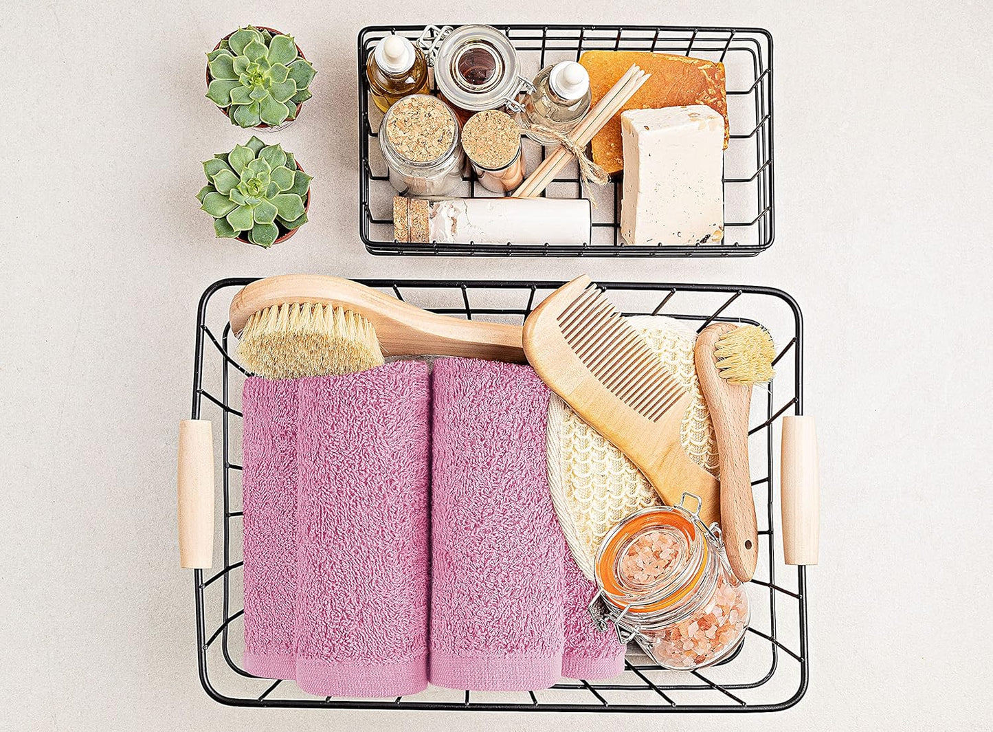 Utopia Towels | 24 Pack Cotton Washcloths Set - Premium Flannel Face Cloths, Highly Absorbent, Dusty Pink