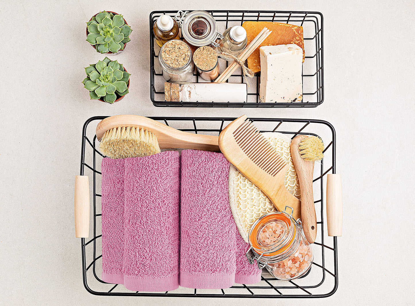 Utopia Towels 24 Pack Cotton Washcloths Set, 100% Ring Spun Cotton, Premium Quality Flannel Face Cloths, Highly Absorbent and Soft Feel Fingertip Towels, Dusty Pink