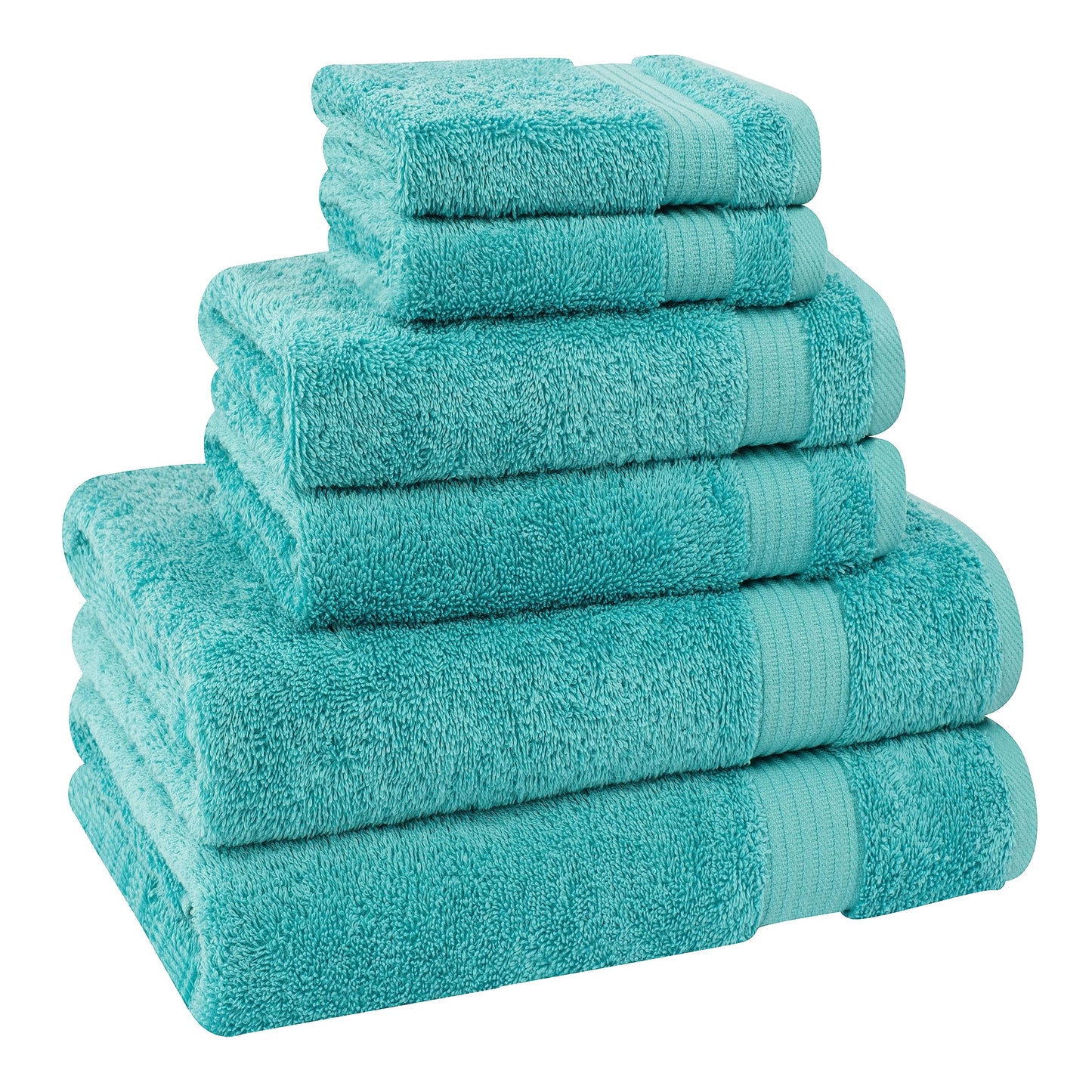 Cotton Paradise 100% Cotton Turkish Towel Set, Soft Absorbent Quick Dry, 6 Piece Towel Set, Turquoise