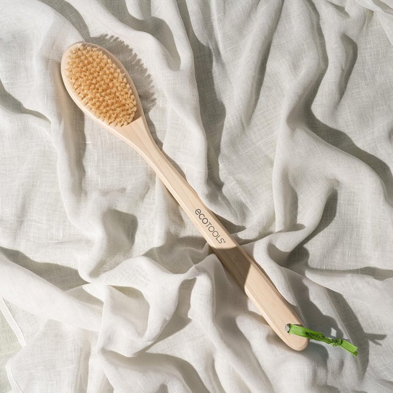 EcoTools Bath Brush - Long Handle Exfoliating Shower Brush for Back & Hard-to-Reach Areas | Vegan, Cruelty-Free Nylon Bristles