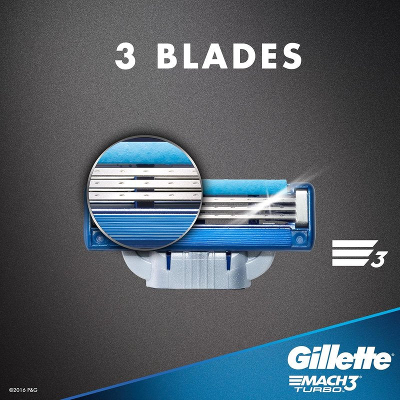 Gillette Mach3 Turbo Cartridges - Superior Shaving Performance | 4 Count Pack