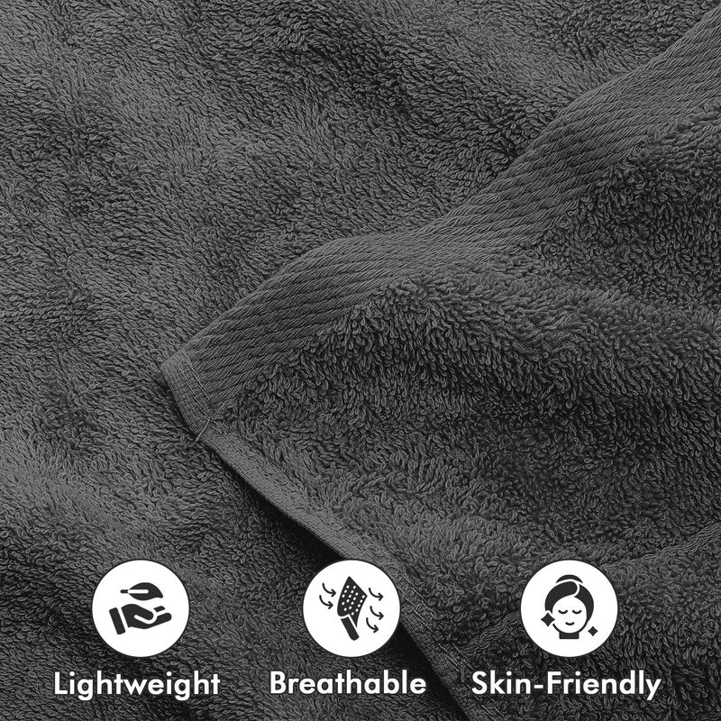 Novo Home 100% Cotton Hand Towels for Bathroom – Soft & Absorbent Towel Set– Pack of 6 Small Towel (34x20in) – Quick Dry Luxury Cotton Hand Towels – Dark Grey