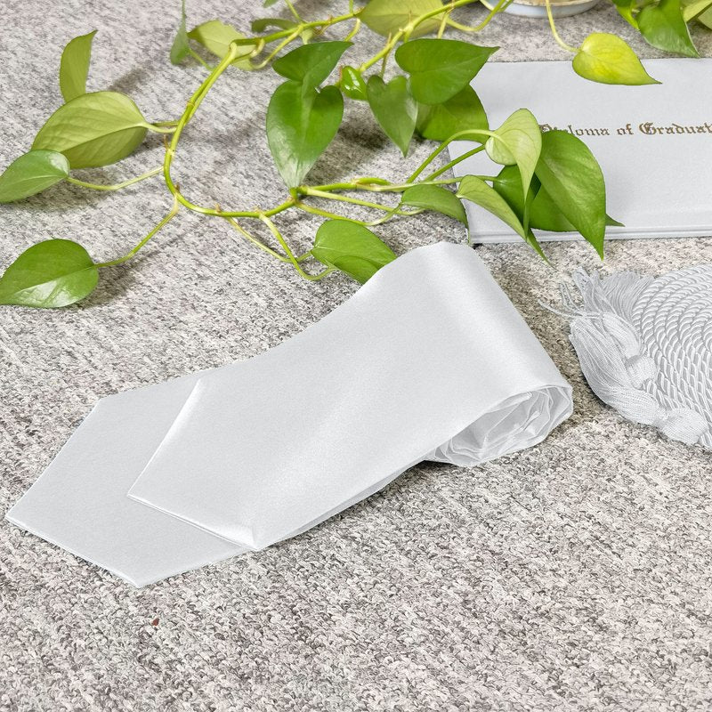 GradPlaza White Graduation Stole Sash 60'' Long Adults Graduation Sash for High School and College