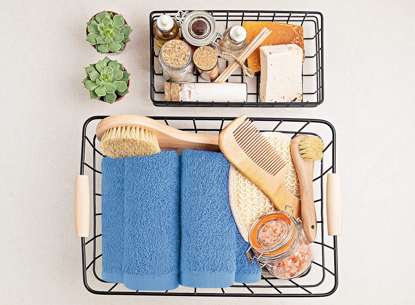 Utopia Towels 60 Pack Cotton Washcloths Set, 100% Ring Spun Cotton, Premium Flannel Face Cloths, Highly Absorbent and Soft Feel Fingertip Towels, Electric Blue