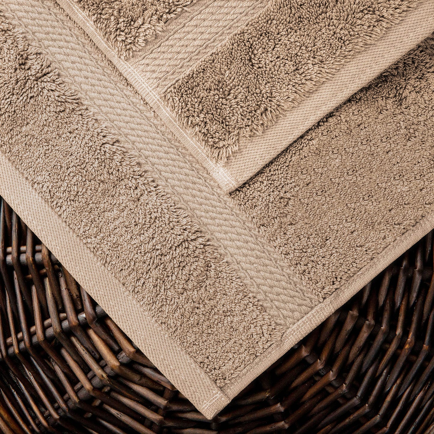 Superior Egyptian Cotton Pile 10 Piece Towel Set, Includes 2 Bath, 4 Hand, 4 Face Towels/ Washcloths, Ultra Soft Luxury Towels, Thick Plush Essentials, Guest Bath, Spa, Hotel Bathroom, Latte