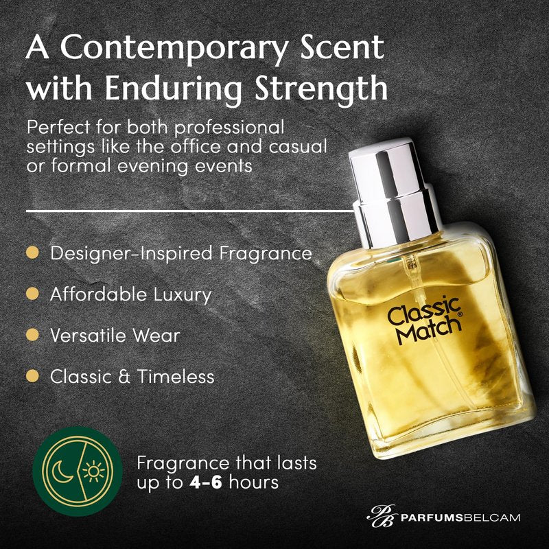 PB ParfumsBelcam Classic Match Green Eau De Toilette Spray for Men – Fresh Chypre Cologne, Bergamot, Basil, Musk, Long-Lasting Masculine Fragrance, Signature Scent – 2.5 Fl Oz