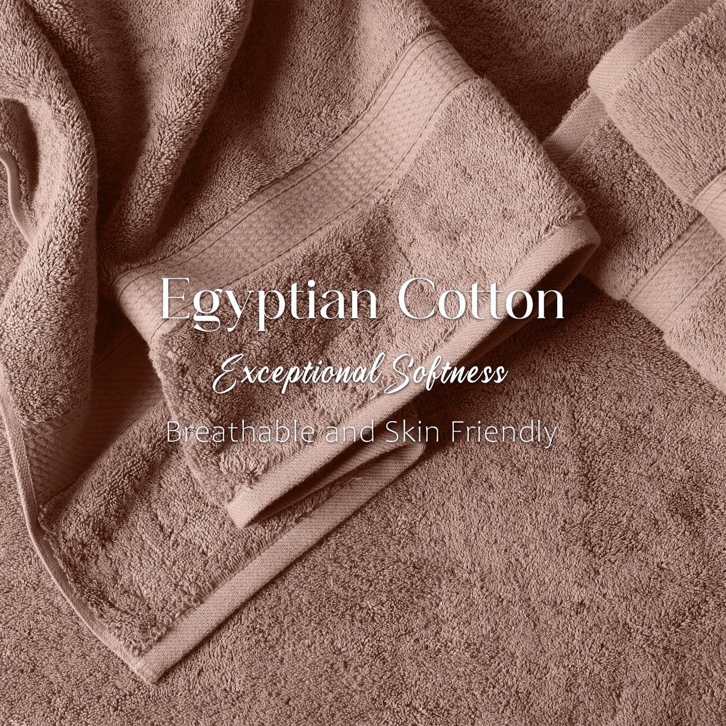 Superior Egyptian Cotton Pile 3-Piece Towel Set, 1 Bath, 1 Hand, 1 Face Towel/Washcloth, Heavyweight, Ultra Soft Luxury Towels, Thick Plush Essentials, Guest Bath, Spa, Hotel Bathroom, Muted Mauve