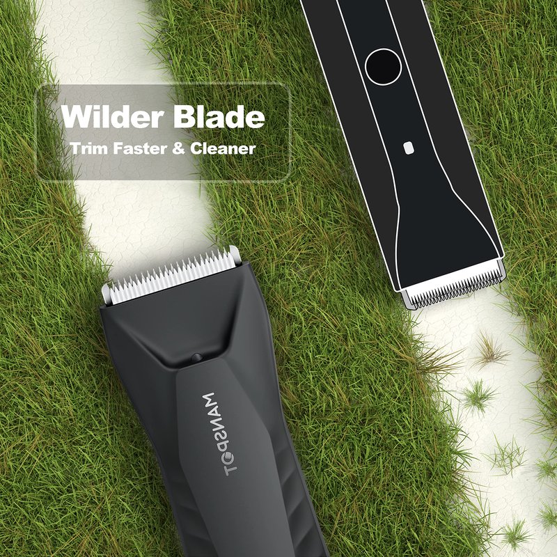 MANSPOT Manscape Body & Pubic Hair Trimmer for Men, Electric Groin Hair Trimmer, Replaceable Ceramic Blade Heads,Waterproof for Wet/Dry Use,Standing Recharge Dock,90 Minutes Shaving(Black)