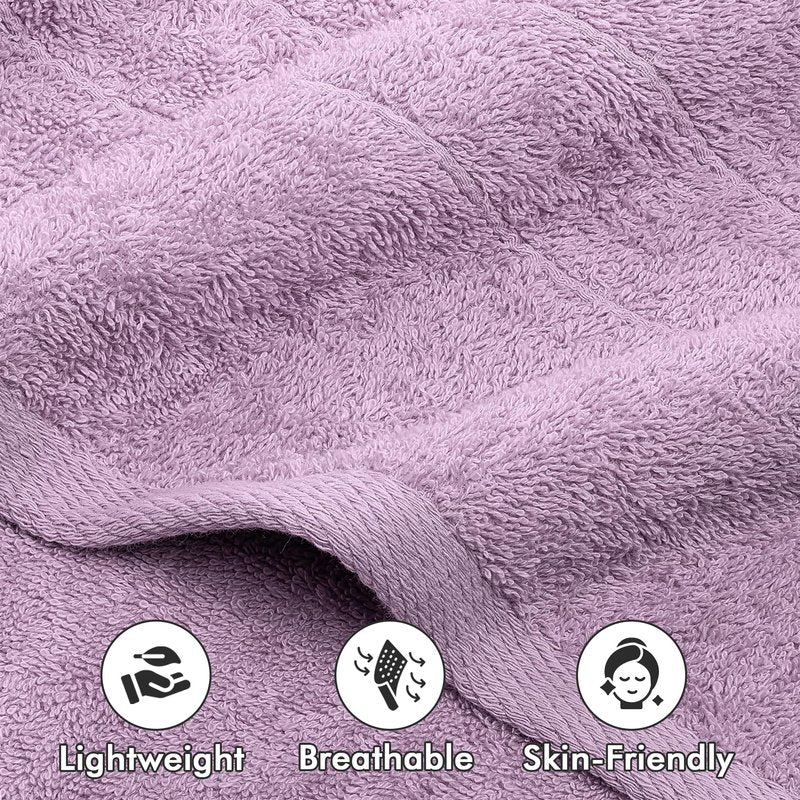 Novo Home Bath Towels Set of 4 – 100% Cotton Lilac Extra Large Towels for Bathroom, Spa Use (55x28 in) – Super Soft and Quick Dry Large Bath Sheets for Adults