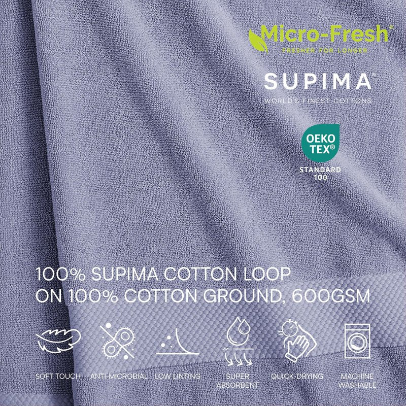 Lacoste Heritage 100% Supima Cotton Bath Sheet, Light Denim, 35" x 70" – Highly Absorbent & Quick Drying, Premium Super Soft Bath Towel, Bathroom Essential, Gift for All Occasions, Machine Washable