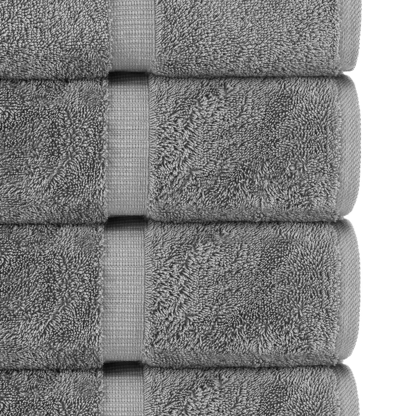 Chakir Turkish Linens 4 Piece Bath Towel Set, 100% Cotton Luxury Turkish Towels for Bathroom, Soft Absorbent Bath Towels, 27 x 54 Inches, Gray