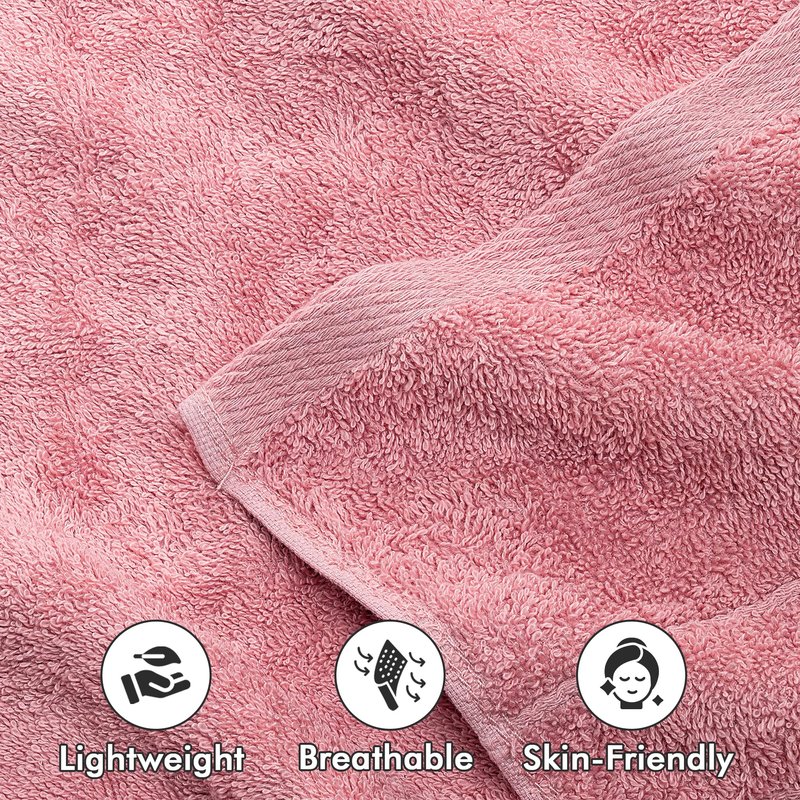 Novo Home 100% Cotton Hand Towels for Bathroom – Soft & Absorbent Towel Set– Pack of 6 Small Towel (34x20in) – Quick Dry Luxury Cotton Hand Towels – Baby Pink
