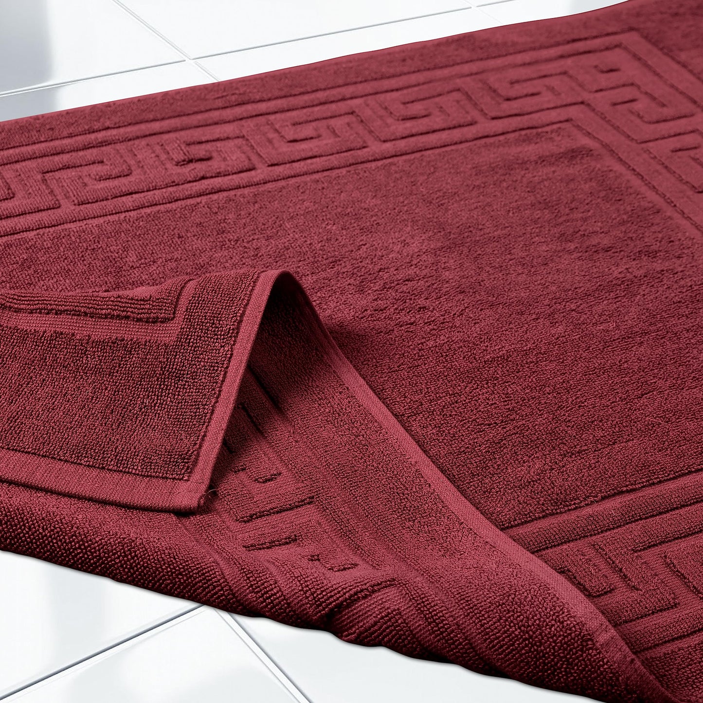 Superior Heavyweight Cotton Bath Mats, 2-Piece Rugs For Bathroom Accessories, Washable Rug For Shower, Toilet, Modern Decor, No Backing, Luxury Hotel And Spa Quality, Set of 2, 22" x 35", Burgundy