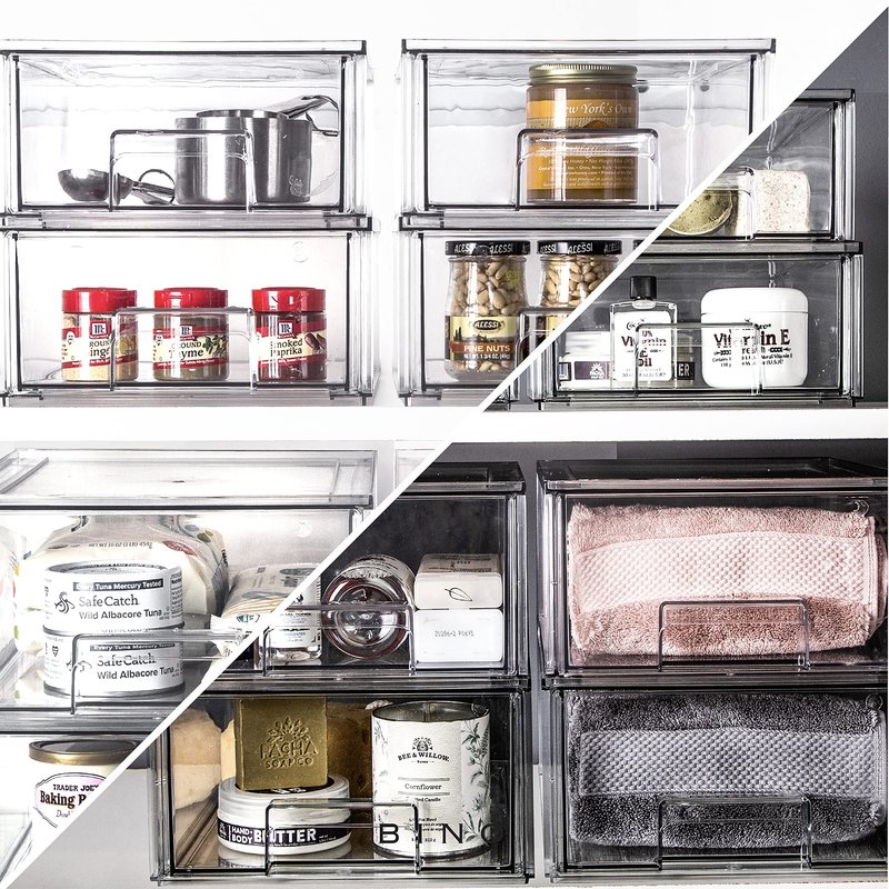 BINO | Stackable Storage Drawers, Small - Clear | THE CRATE COLLECTION | Storage Bins With Drawers | Bathroom Organizers | Under Sink Organizer | Vanity Cabinet Home Organization