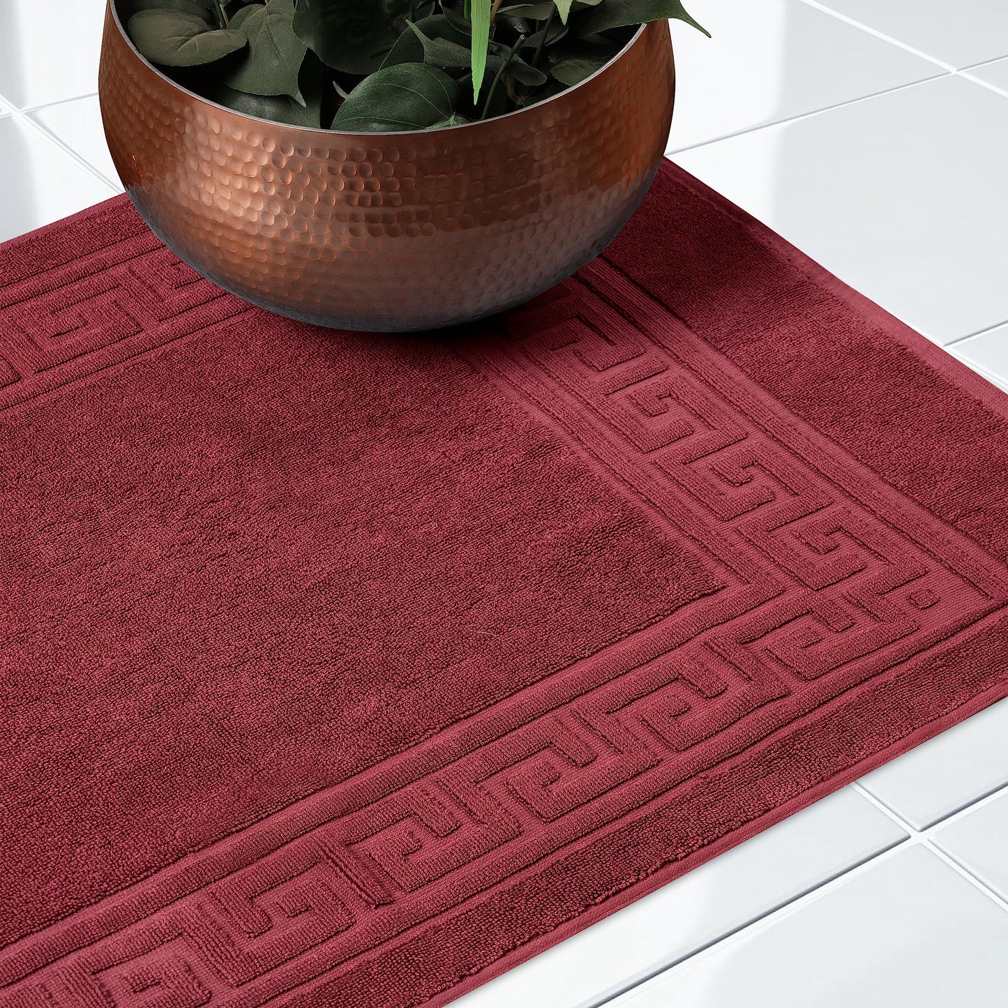 Superior Heavyweight Cotton Bath Mats, 2-Piece Rugs For Bathroom Accessories, Washable Rug For Shower, Toilet, Modern Decor, No Backing, Luxury Hotel And Spa Quality, Set of 2, 22" x 35", Burgundy