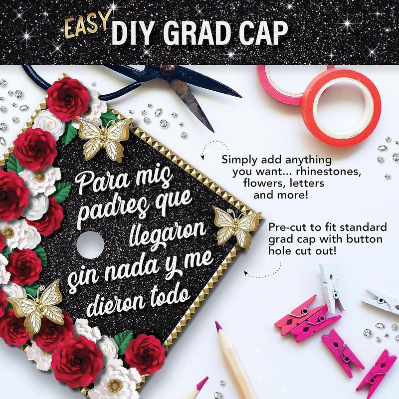 Premium Glitter Heavyweight Construction Paper - DIY Grad Cap Decorations | 5 Sheets, Black