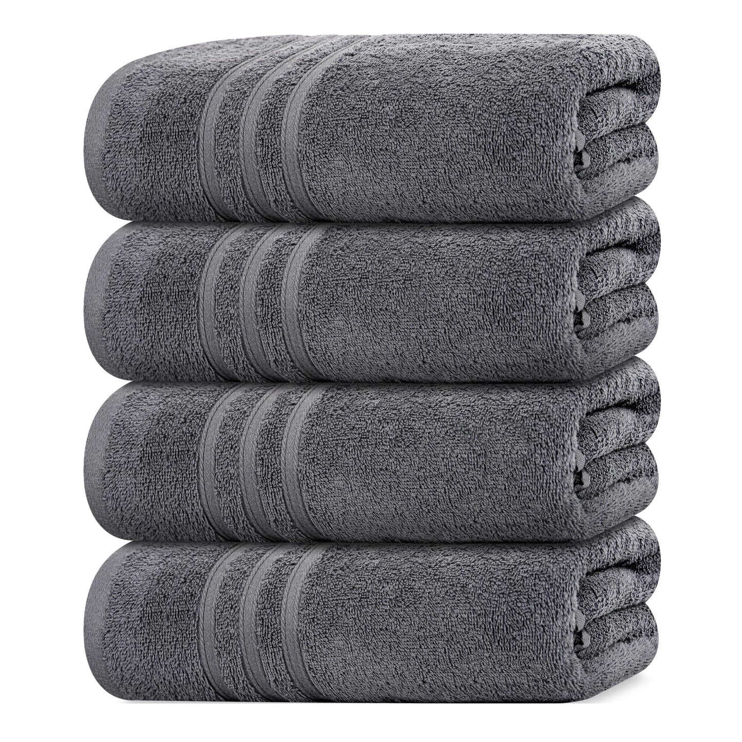 Tens Towels Pack of 4 Soft Bath Towels, 100% Cotton, 27 x 54 Inches, Lightweight & Quick-Dry, Ideal for Daily Bathroom Use, Practical & Comfortable, Dark Grey