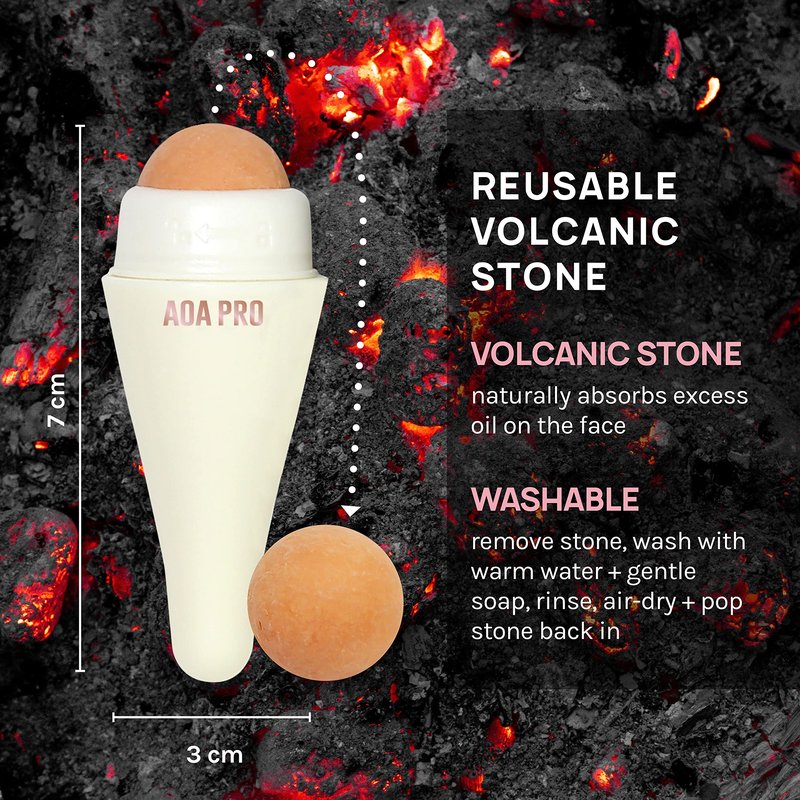 AOA STUDIO Face Roller for Oil-Absorbing Volcanic Face Roller Reusable Facial Skincare Tool Face Massage (Black)