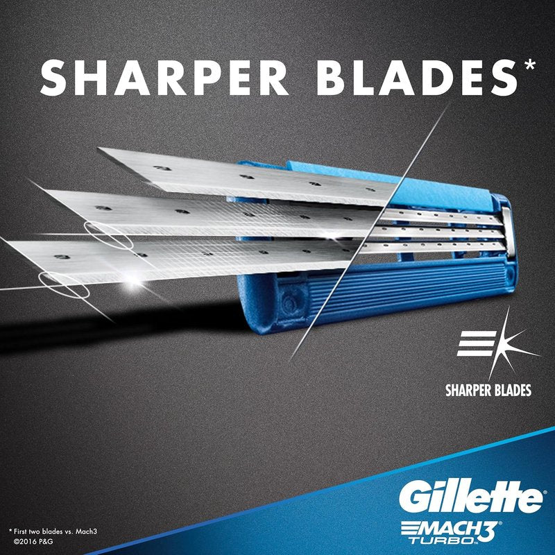 Gillette Mach3 Turbo Cartridges - Superior Shaving Performance | 4 Count Pack