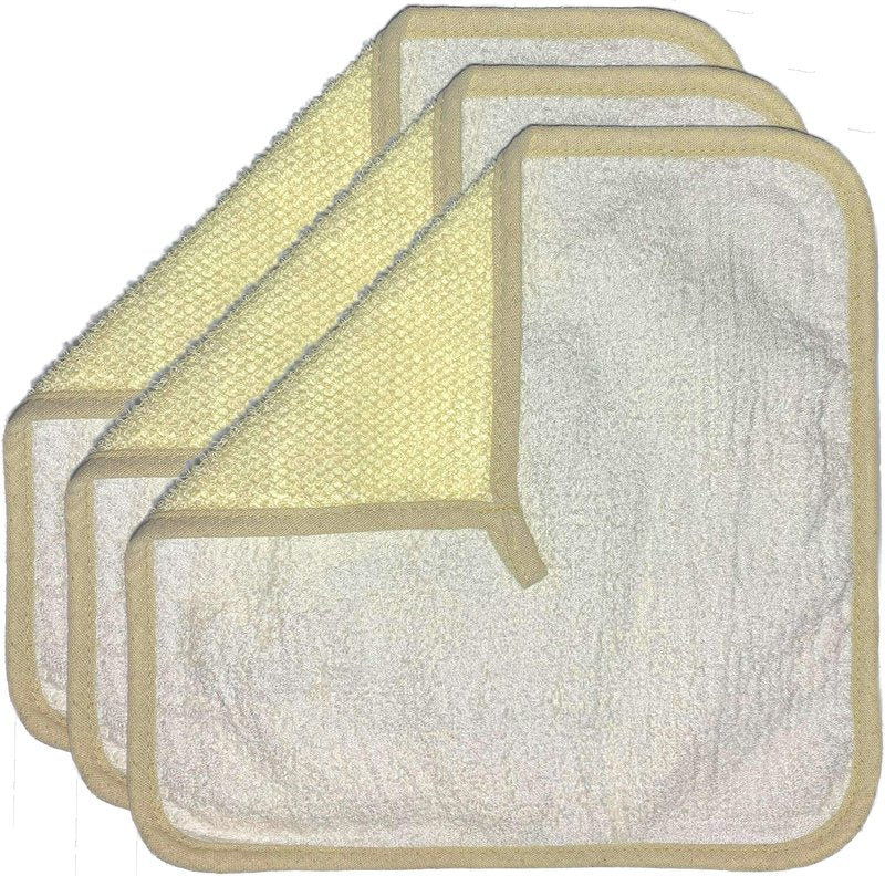 Mr.Cui'shop 3 Pack 12" Large XL Soft Weave Spa Exfoliating Face and Body Wash Cloths, Dual-Sided with Exfoliating Scrub and Soft Terry Cloth for Shower - Remove Dead Skin - Great for Skin in The Bath