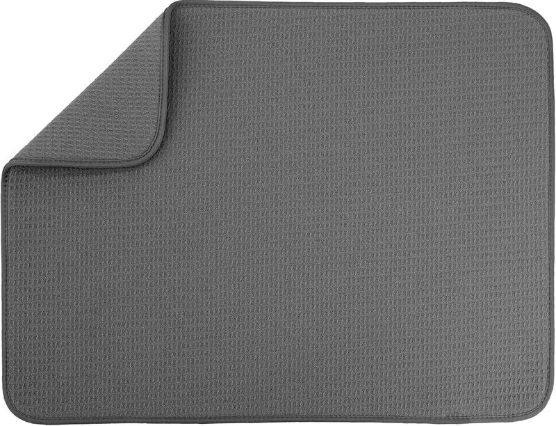 Dish Drying Mat XL - Absorbent Microfiber Kitchen Counter Pad | 18” x 24” | Charcoal Color