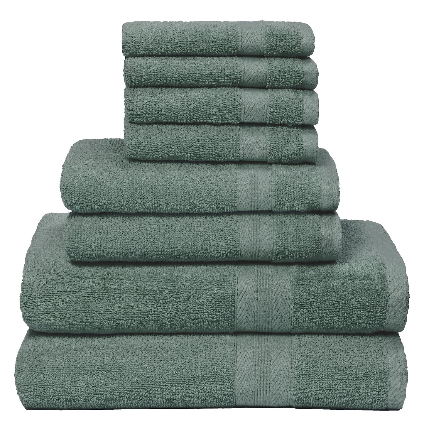 BOUTIQUO 8 Piece Towel Set 100% Ring Spun Cotton, 2 Bath Towels 27X54, 2 Hand Towels 16X28 and 4 Washcloths 13X13 - Ultra Soft Highly Absorbent Machine Washable Hotel Spa Quality - Jade