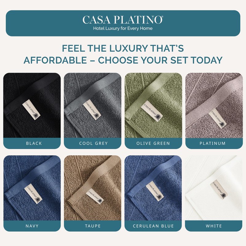 Casa Platino Washcloths 12 Pack - 100% Ringspun Cotton Washcloths - 13"x13"- Soft Textured, Well Stitched, Lightweight Towel - Absorbent & Durable - Perfect for Daily use - Black Wash Cloths