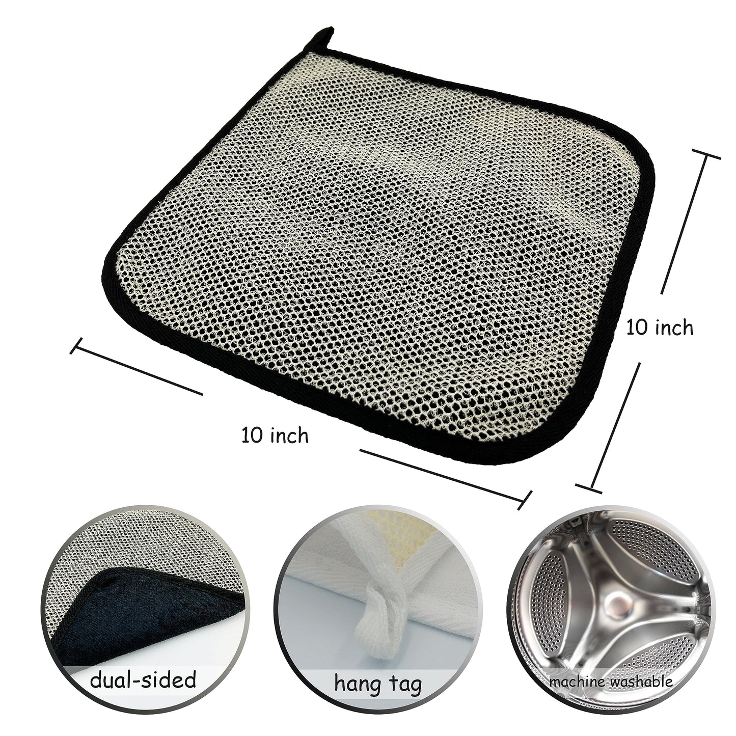 5 Pack Soft Weave Home Spa Bath Shower Exfoliating Massage Face Body Wash Cloths, Dual-Sided With Exfoliating Scrub and Soft Terry Cloth Towel