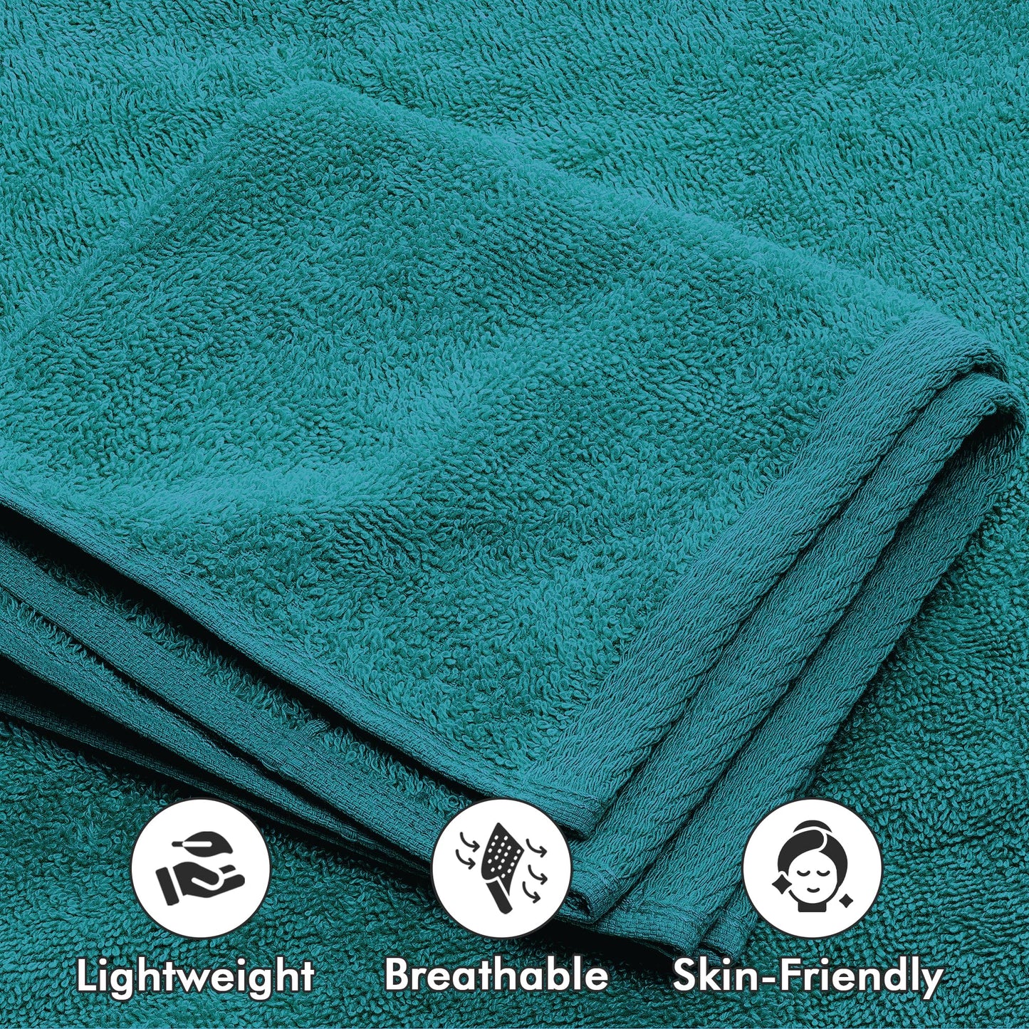Novo Home Bath Towels Set of 8 – 100% Cotton (Teal) Bathroom Towel Set Bale Includes 2 Bath, 2 Hand, 4 Face Towels – Soft, Absorbent & Quick Dry Towel for Bathroom, Spa, Kitchen, Hotel Use