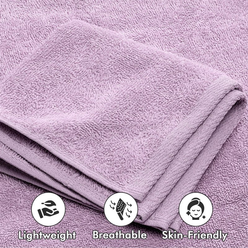 Bath Towels Set of 8 – 100% Ring Spun Cotton (Lilac) Bathroom Towel Set Bale Includes 2 Bath, 2 Hand, 4 Face Towels – 550 GSM Soft, Absorbent & Quick Dry Towel for Bathroom, Spa, Kitchen, Hotel Use