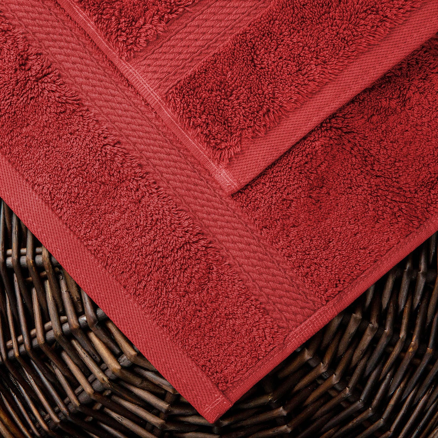 Superior Egyptian Cotton Pile 10 Piece Towel Set, Includes 2 Bath, 4 Hand, 4 Face Towels/ Washcloths, Ultra Soft Luxury Towels, Thick Plush Essentials, Guest Bath, Spa, Hotel Bathroom, Red
