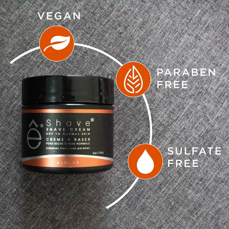 eShave Shaving Cream for Men 4 oz, Almond, prevents shaving irritation and razor burn, generates a rich lather for a soft, silky, Smoothest Shave