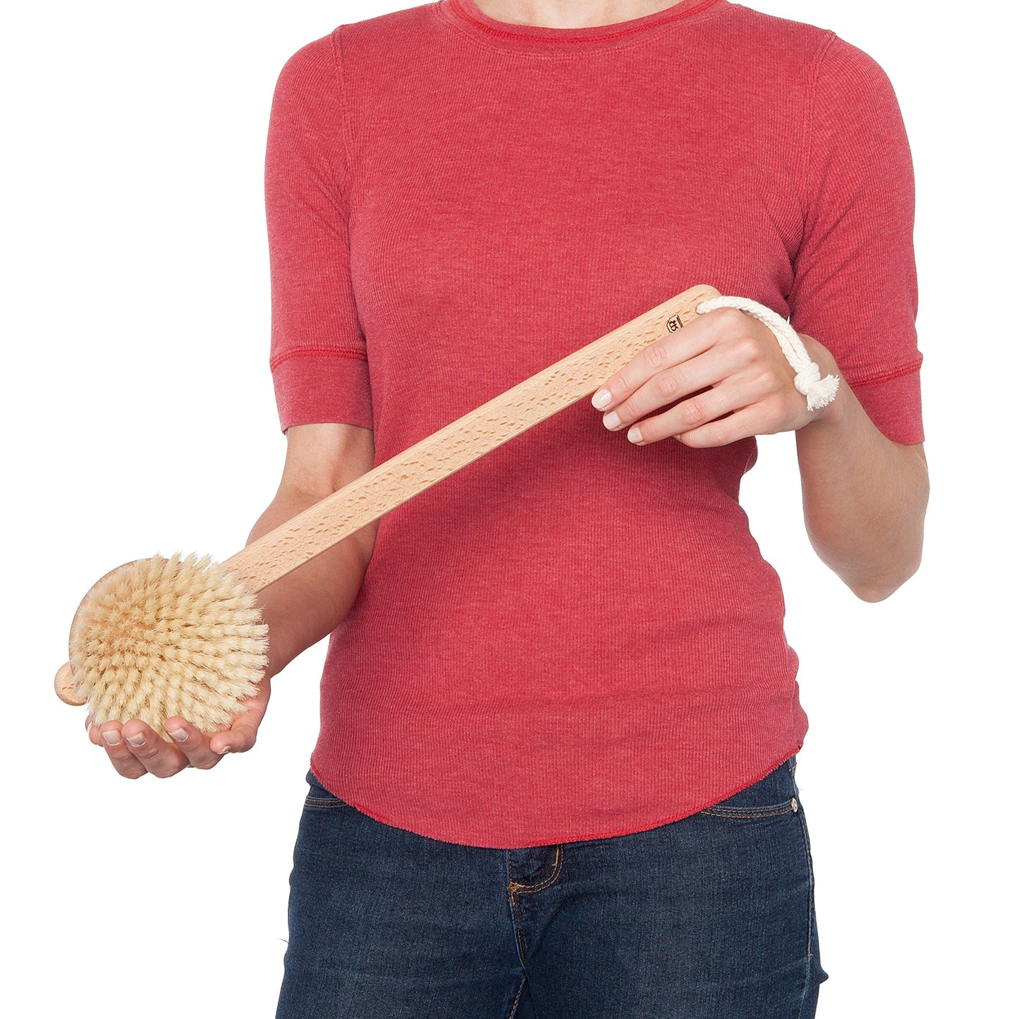 REDECKER Natural Pig Bristle Bath Brush with Oiled Beechwood Handle, 18-1/2-Inches - Back Brush - Shower Back Brush with Long Handle - Natural Bristle Brush, Made in Germany