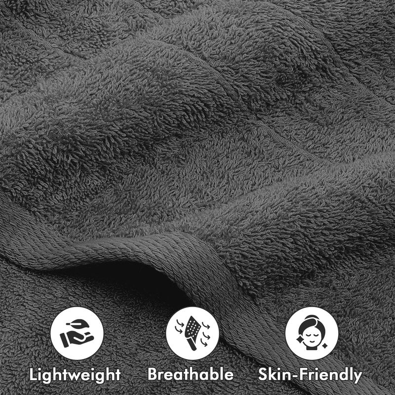 Novo Home Bath Towels Set of 4 – 100% Ring Spun Cotton Dark Grey Extra Large Towels for Bathroom, Spa Use (55x28 in) – 550 GSM Super Soft and Quick Dry Large Bath Sheets for Adults