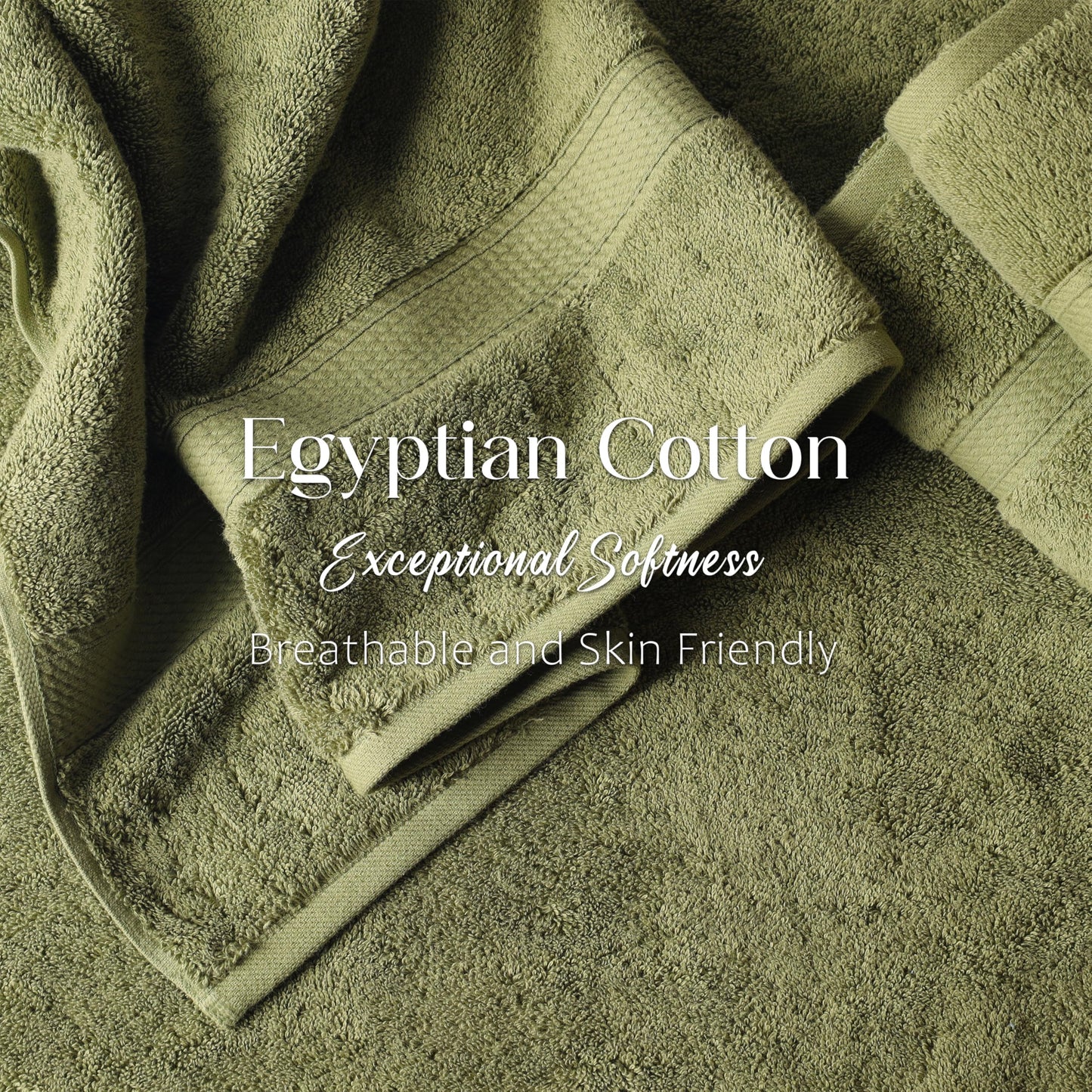 Superior Egyptian Cotton Pile 6 Piece Towel Set, Includes 2 Bath, 2 Hand, 2 Face Towels/ Washcloths, Ultra Soft Luxury Towels, Thick Plush Essentials, Guest Bath, Spa, Hotel Bathroom, Forest Green