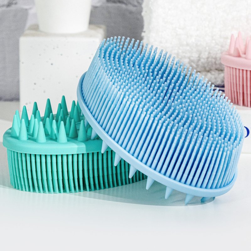 Premium Sensory Brush for Kids or Autism,Soft Silicone Body Scrubber,2 in 1 Sensory Room Occupational Therapy Sensory Brushes,Silicone Loofah,Pets Shower Brush Bath Brush Shampoo Brush(Spikes-Teal)