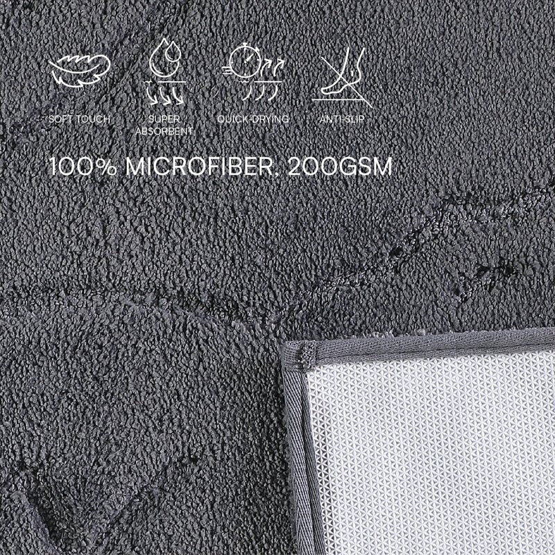 Lacoste Heritage Bath Rug – Ultra Soft Quick-Dry Microfiber and Tufted, Super Absorbent with Non-Slip Backing, Signature Crocodile Embossed Design and Stylish Bathroom Mat 20"x32" – Meteorite