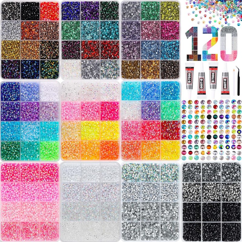 Bedazzling Kit by 75000PCS - 3mm Flatback Resin Rhinestones | Multicolor Sparkling Gems for Nail Art & DIY Crafts