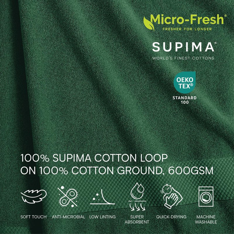 Lacoste Heritage 100% Supima Cotton Bath Towel, Croc Green, 30" x 54" – Highly Absorbent & Quick Drying, Premium Super Soft Bath Towel, Bathroom Essential, Gift for All Occasions, Machine Washable
