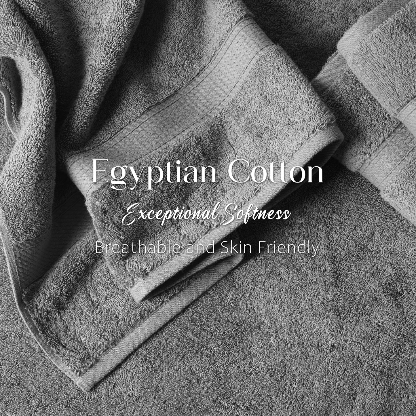 SUPERIOR Egyptian Cotton Pile 6 Piece Towel Set, Includes 2 Bath, 2 Hand, 2 Face Towels/Washcloths, Ultra Soft Luxury Towels, Thick Plush Essentials, Guest Bath, Spa, Hotel Bathroom, Charcoal