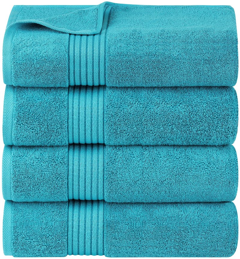 Utopia Towels Luxurious Bath Towels Set, 27 x 54 Inches 100% Ring Spun Cotton, 4 Pack Turquoise